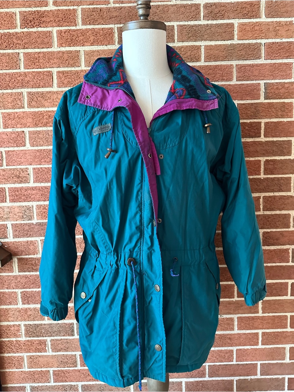Vintage 90s Columbia Colorblock Fleece Lined Parka Jacket Womens, Size L